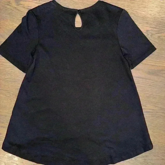 Nordstrom Black Oversized Crewneck Blouse with Keyhole back, size XXS - Picture 3 of 5